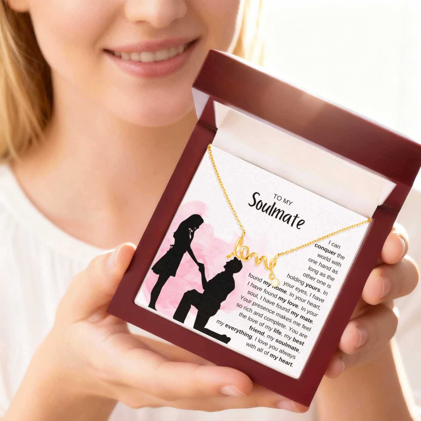 To My Soulmate Necklace - Unique Soulmate Gift for Her for Birthdays & Surprise Moments - Scripted Love Necklace