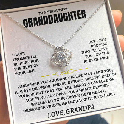 To My Granddaughter Necklace – Valentine’s Day & Graduation Gift for Granddaughter from Grandpa – Love Knot Necklace