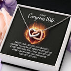 To My Wife Necklace - Special Love Jewelry for Wife from Husband for Birthday, Anniversary & Valentine’s Day - Interlocking Hearts Necklace