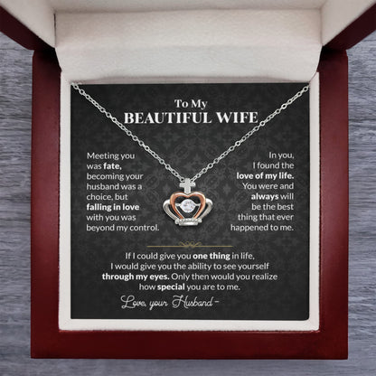To My Wife Necklace - Holiday & Valentine’s Day Gift from Husband - Crown Pendant Necklace