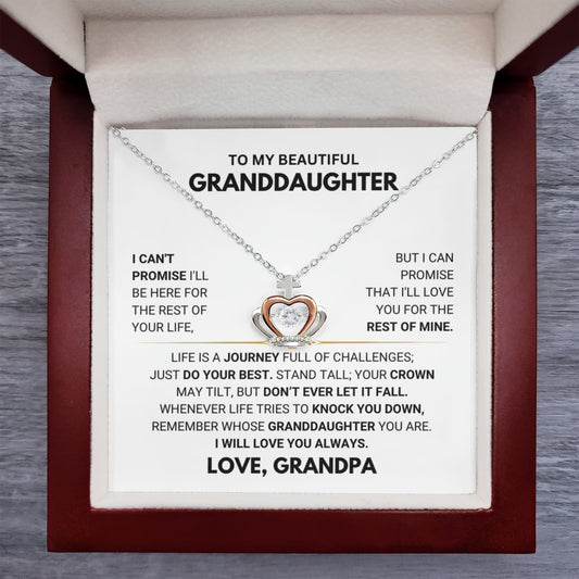 To My Granddaughter Necklace – Granddaughter Christmas Graduation Jewelry Gift – Crown Pendant Necklace