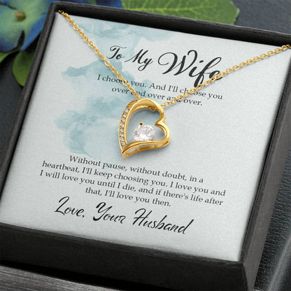 To My Wife Necklace - Special Love Jewelry for Wife from Husband for Birthday, Anniversary & Valentine’s Day - Forever Love Necklace