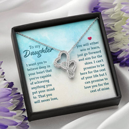 To My Daughter Necklace – Daughter Gift for Valentine’s and Graduation – Heart-to-heart Pendant Necklace