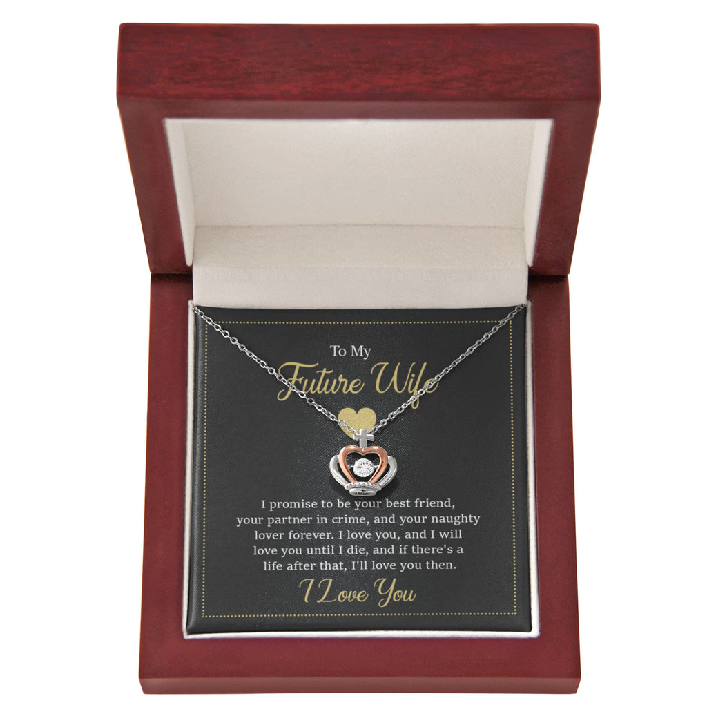 Future Wife Necklace - Romantic Jewelry Gift for Girlfriend for Valentine’s Day, Birthday & Proposal Celebrations - Crown Pendant Necklace