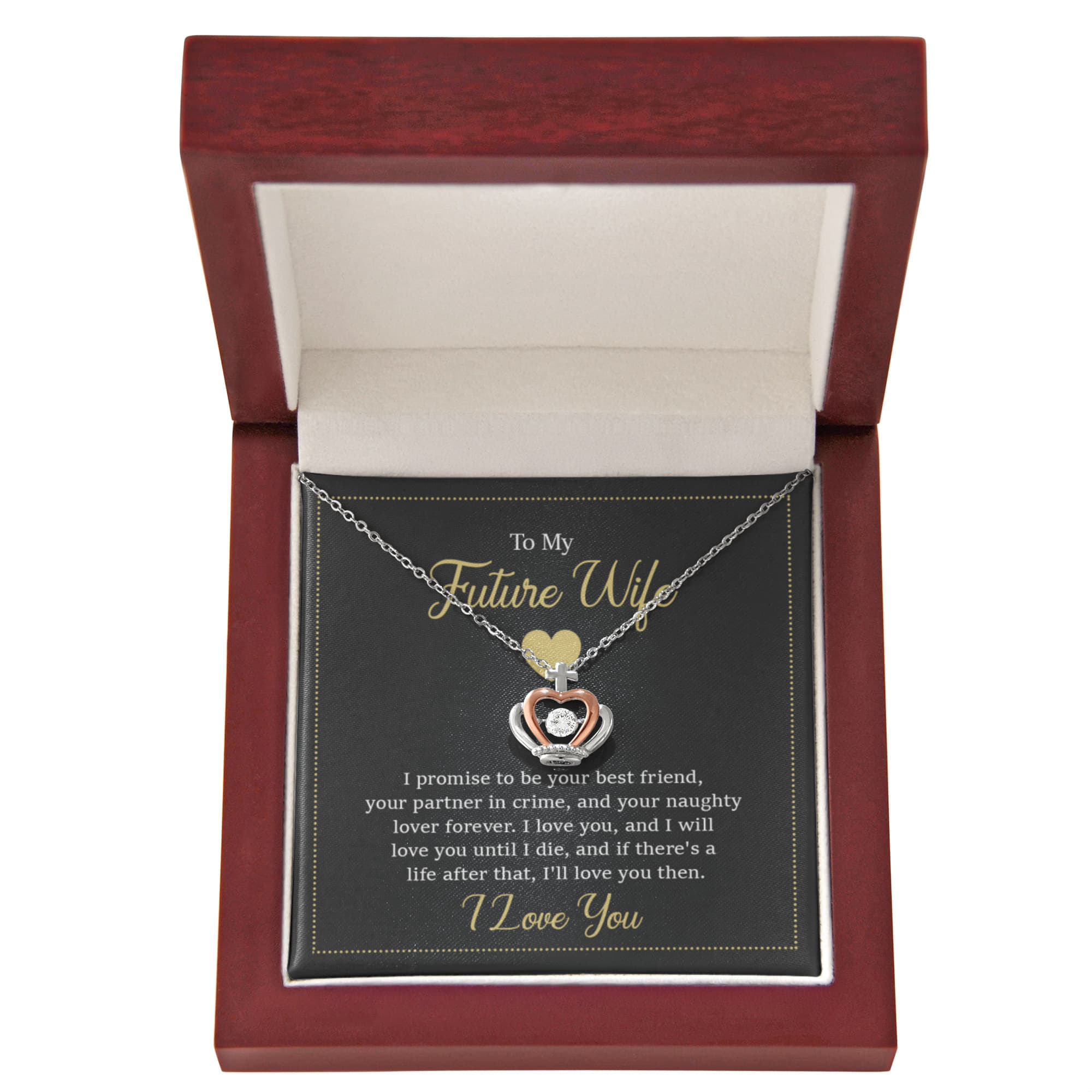 Future Wife Necklace - Romantic Jewelry Gift for Girlfriend for Valentine’s Day, Birthday & Proposal Celebrations - Crown Pendant Necklace