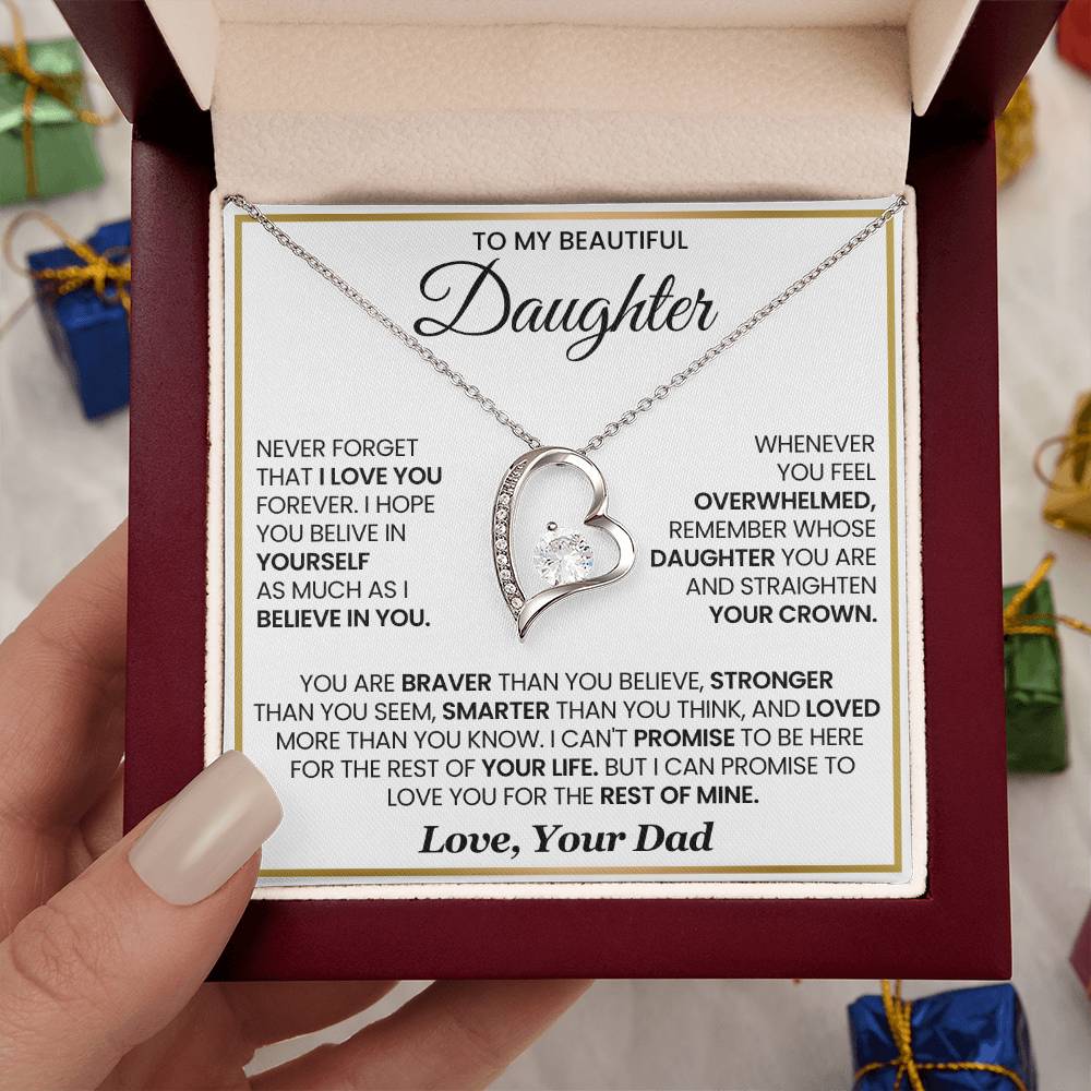 To My Daughter Necklace - Sentimental Jewelry Gift from Dad for Graduation & Life Achievements - Forever Love Necklace