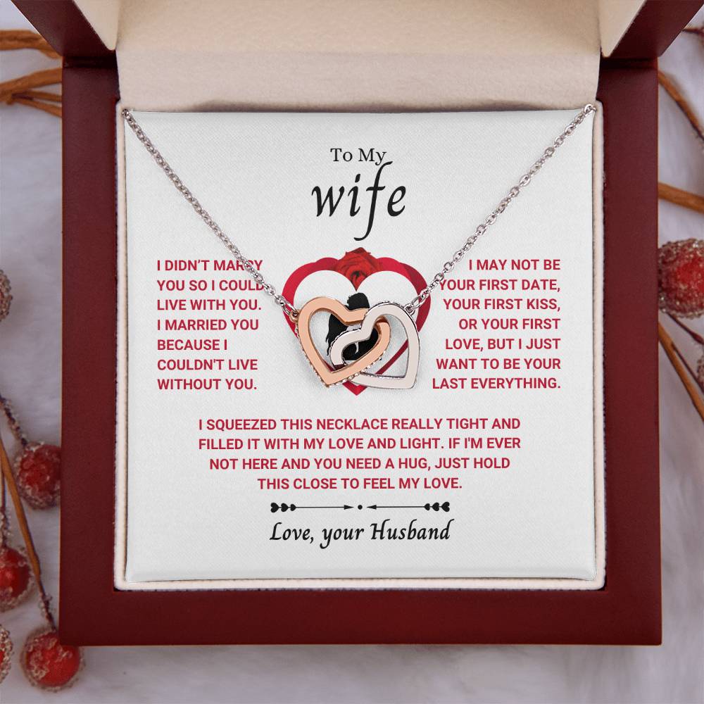 To My Wife Necklace - Meaningful Jewelry Gift from Husband for Valentine’s Day & Anniversary - Interlocking Hearts Necklace