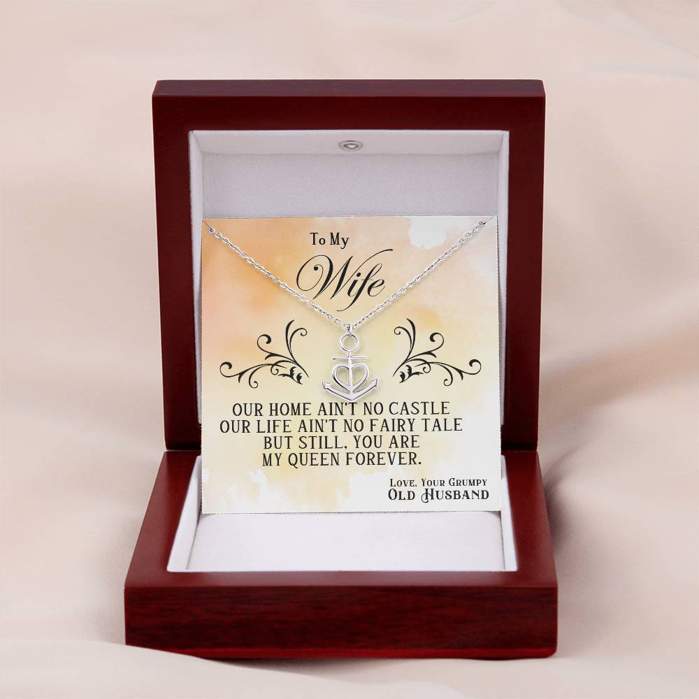 To My Wife Necklace - Best Surprise Gift for Wife from Husband for Anniversary, Christmas & Valentine’s Day - Anchor Pendant Necklace