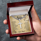 To My Son - Gift for Son from Dad - I can promise to love you for the rest of mine - Artisan Cross with Cuban Link Chain