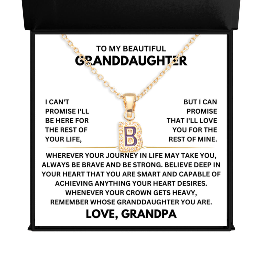 Beautiful Gift for Granddaughter from Grandpa - Initial Letter - B