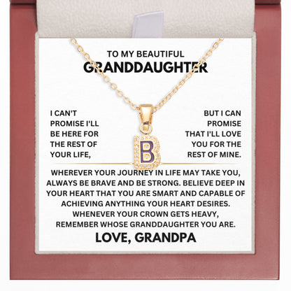 Beautiful Gift for Granddaughter from Grandpa - Mahogany Box - Initial Letter - B