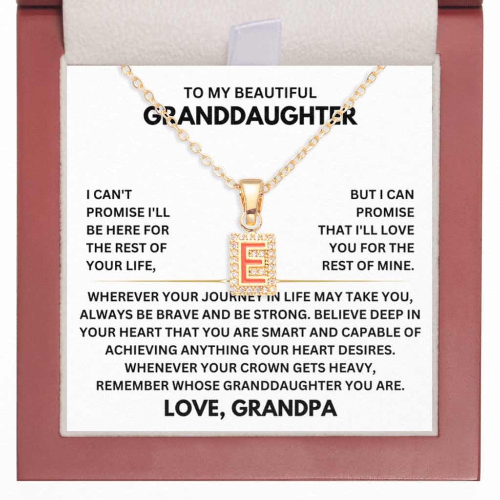 Beautiful Gift for Granddaughter from Grandpa, Grandpa Promise - Initial Letter Necklace