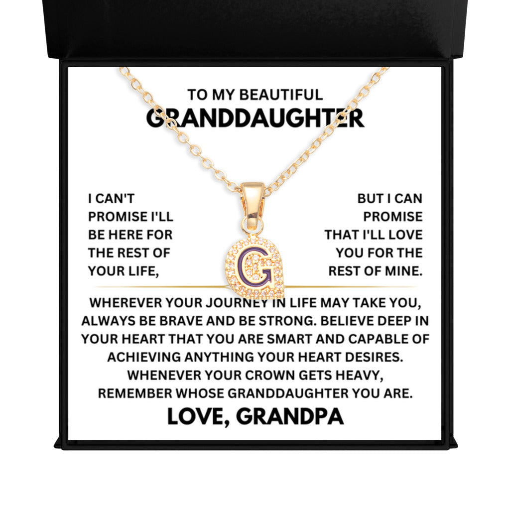 Beautiful Gift for Granddaughter from Grandpa - Initial Letter - G