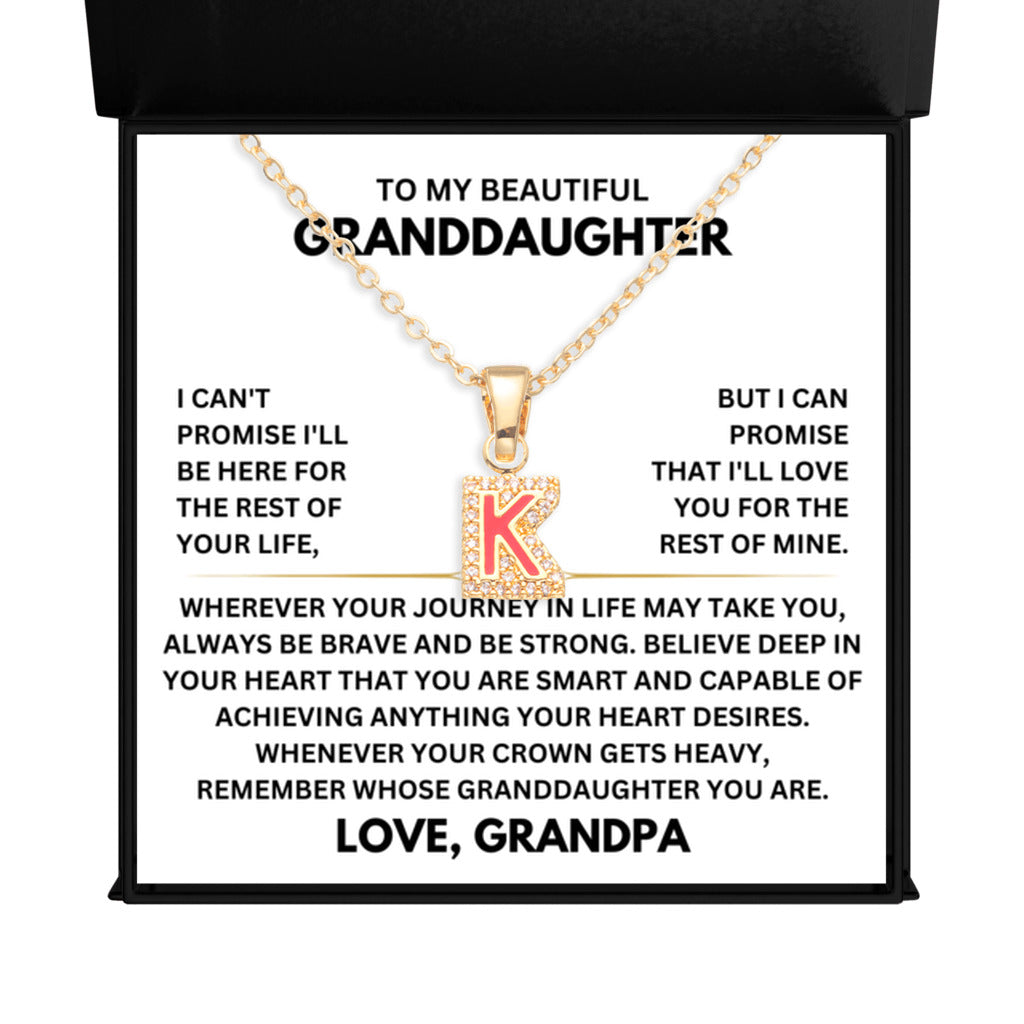 Beautiful Gift for Granddaughter from Grandpa - Initial Letter - K