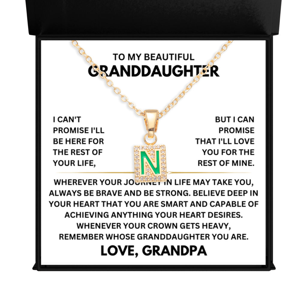 Beautiful Gift for Granddaughter from Grandpa - Initial Letter - N