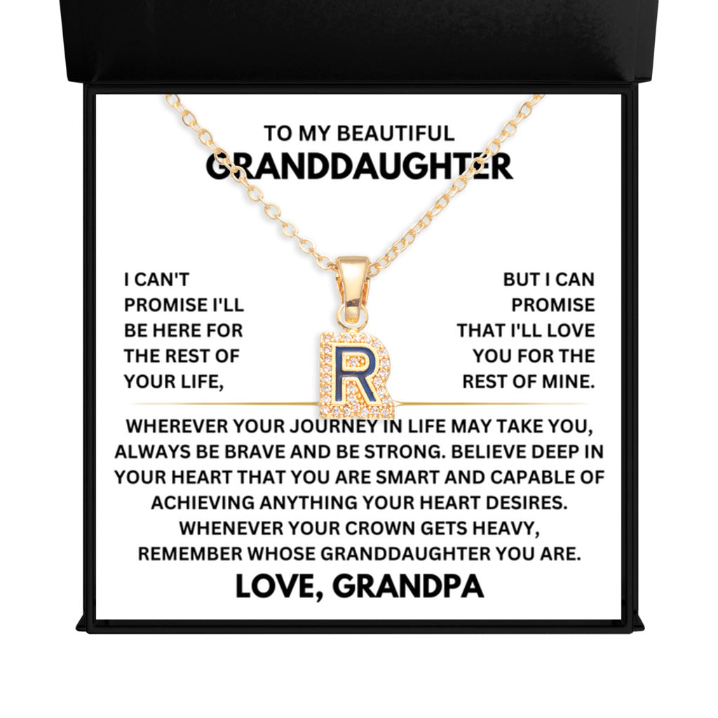 Beautiful Gift for Granddaughter from Grandpa - Initial Letter - R