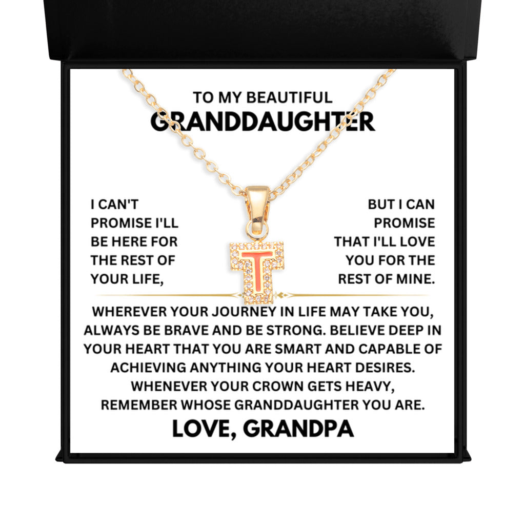 Beautiful Gift for Granddaughter from Grandpa - Initial Letter - T