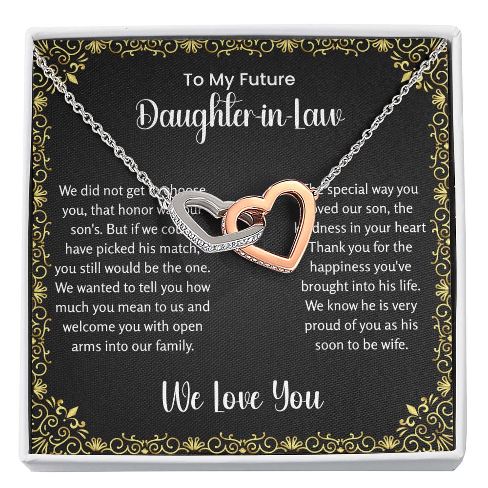 To My Future Daughter In Law - Interlocking Hearts Necklace - Gift for Bonus Daughter