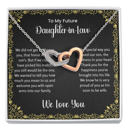 To My Future Daughter In Law - Interlocking Hearts Necklace - Gift for Bonus Daughter