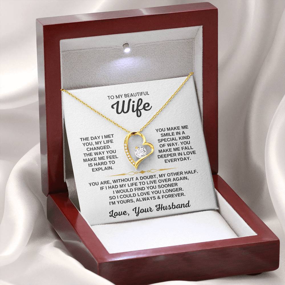 To My Beautiful Wife Necklace - Romantic Husband to Wife Jewelry for Birthday, Valentine’s Day & Special Celebrations - Forever Love Necklace