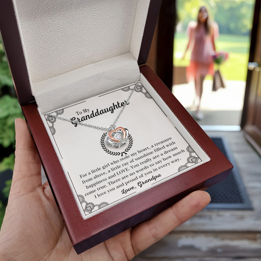 To My Granddaughter Necklace – Grandpa to Granddaughter Birthday Graduation Present – Crown Pendant Necklace