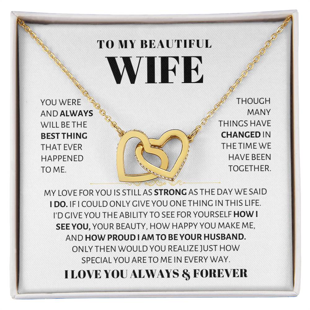 To My Wife Necklace - Sweet Love Gift from Husband - Interlocking Hearts Necklace