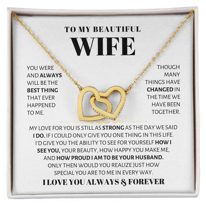 To My Wife Necklace - Sweet Love Gift from Husband - Interlocking Hearts Necklace