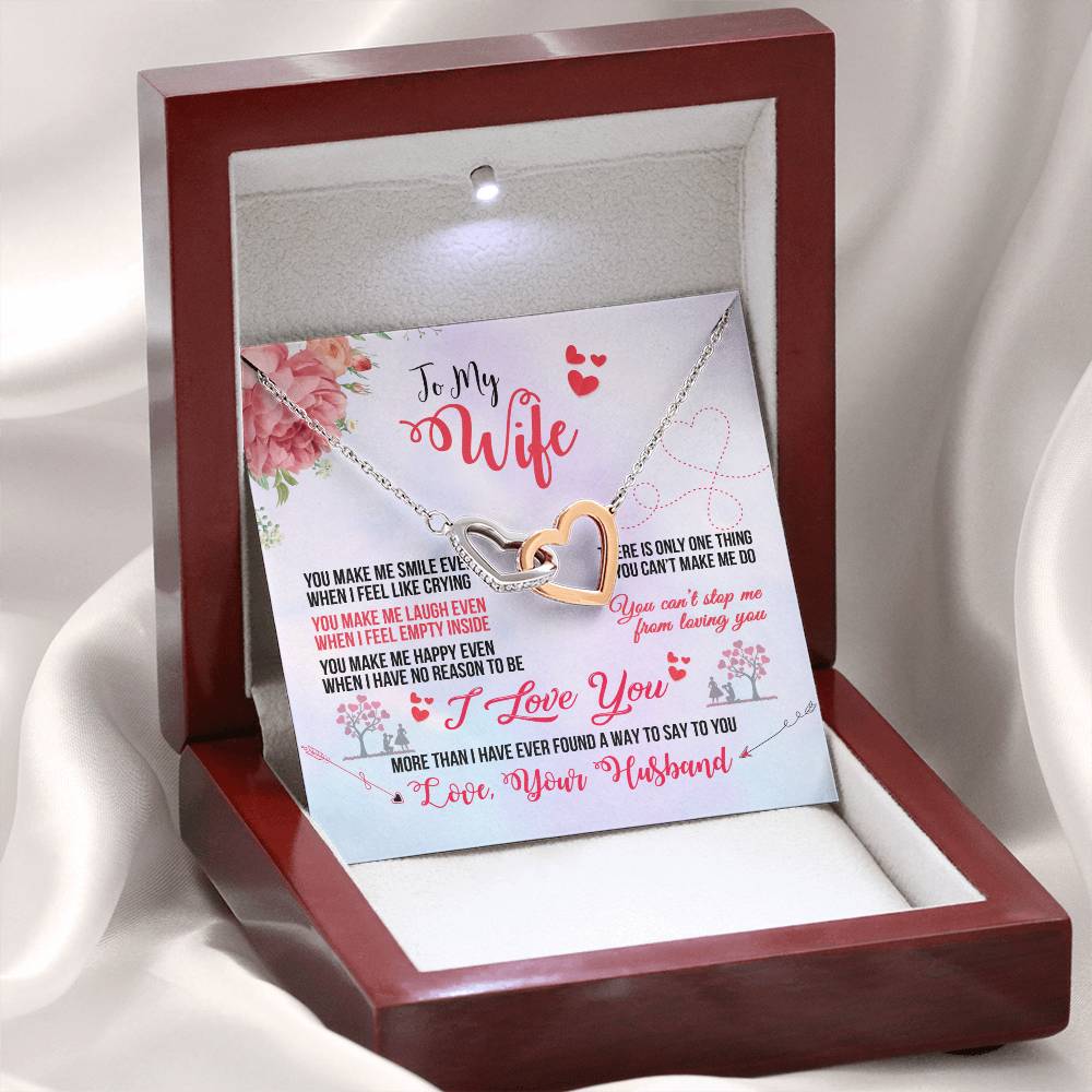To My Beautiful Wife Necklace - Unforgettable Husband Gift, Emotional Jewelry for Anniversary & Valentine’s Day - Interlocking Hearts Necklace