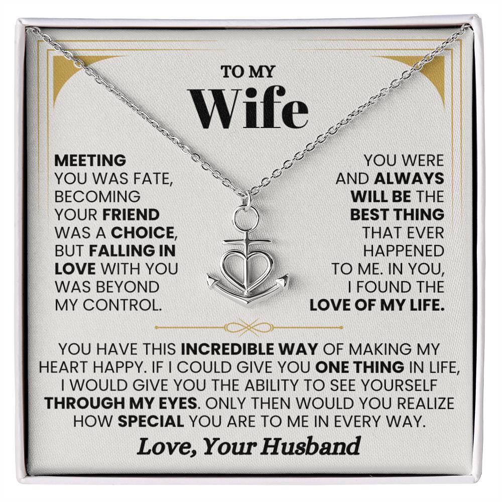 To My Wife Gift from Husband - Romantic Jewelry for Birthday & Anniversary Celebrations - Anchor Pendant Necklace
