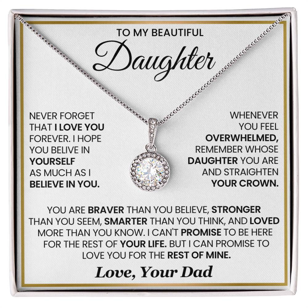 To My Daughter Necklace Gift from Dad for Birthday, Graduation, Christmas & Valentine's Day - Eternal Hope Necklace