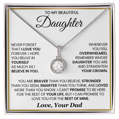 To My Daughter Necklace Gift from Dad for Birthday, Graduation, Christmas & Valentine's Day - Eternal Hope Necklace