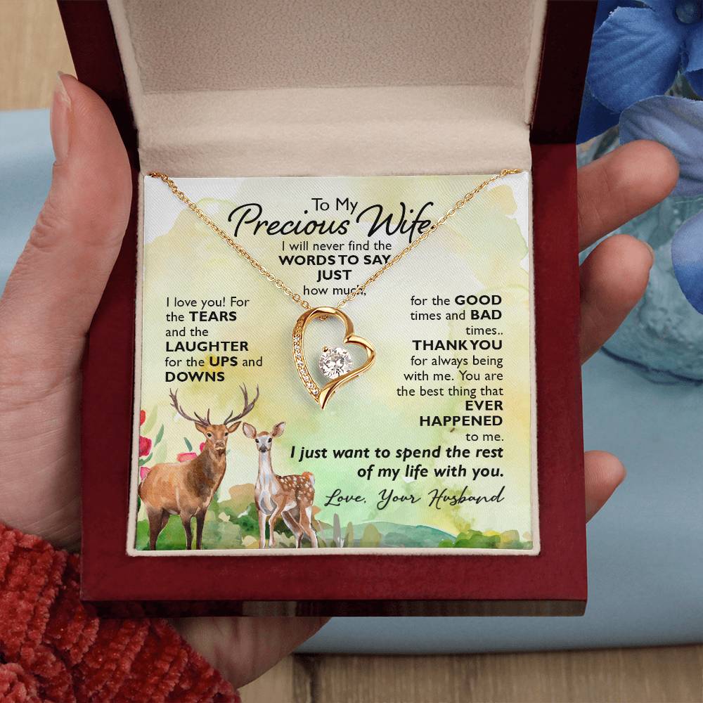 Holiday Gift for Wife - Romantic Jewelry from Husband for Christmas & Valentine’s Day - Forever Love Necklace