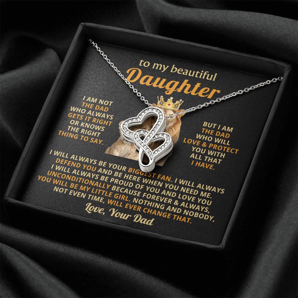 To My Daughter Necklace - Best Gift for Daughter from Dad - Heart-to-heart Pendant Necklace