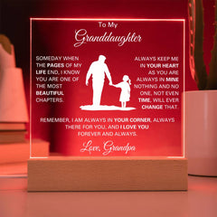 Elegant Square Acrylic Plaque, Thoughtful Gift for Granddaughter, To My Granddaughter