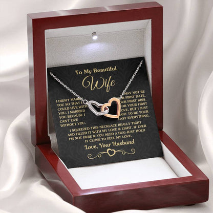 To My Beautiful Wife - Meaningful Jewelry Gift from Husband for Birthday, Valentine’s Day & Anniversary - Interlocking Hearts Necklace
