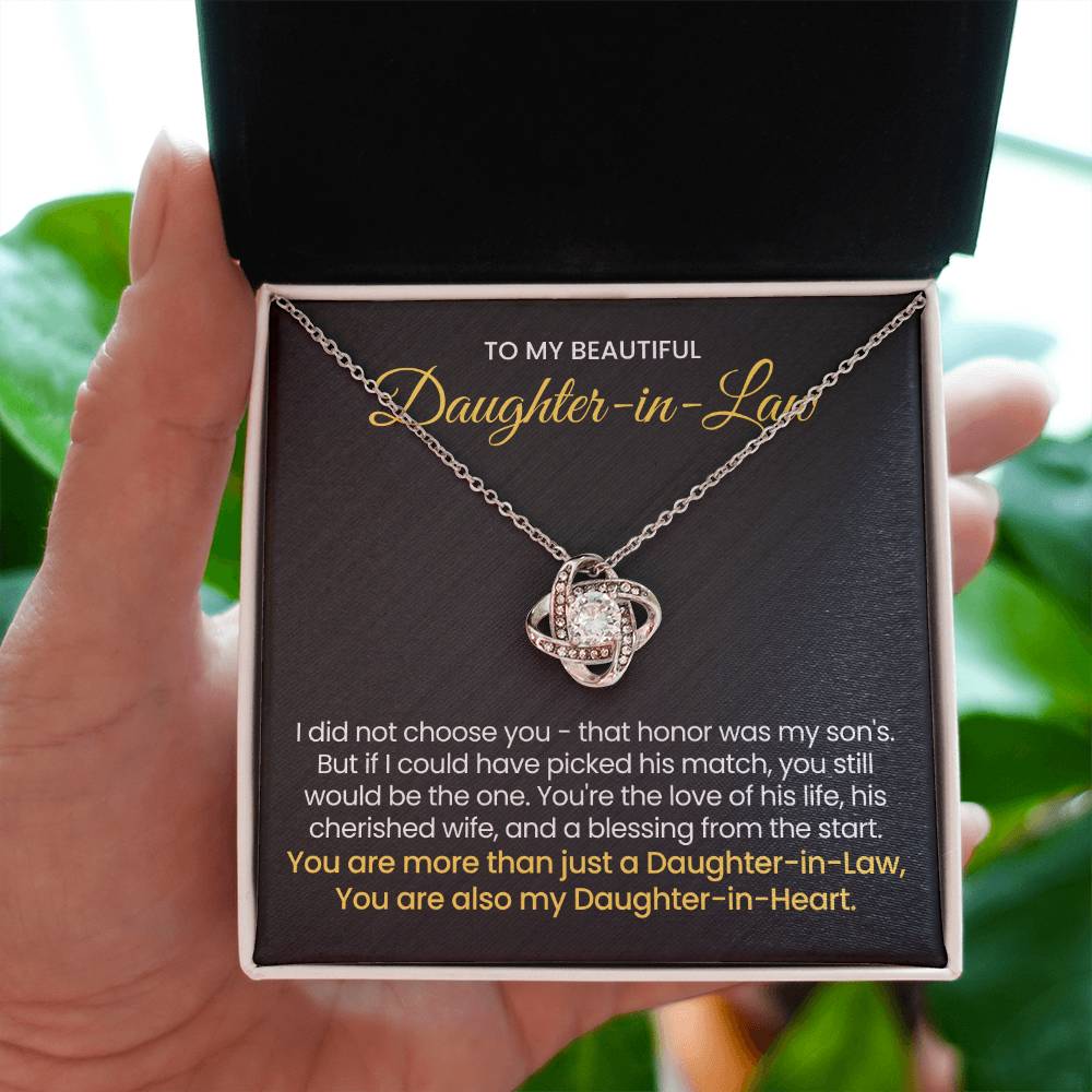 To My Daughter In Law - You are also my Daughter in heart - Love Knot Necklace