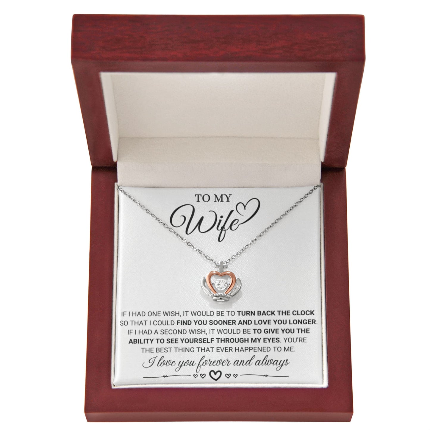 To My Wife Necklace - Anniversary Gift Idea from Husband - Crown Pendant Necklace