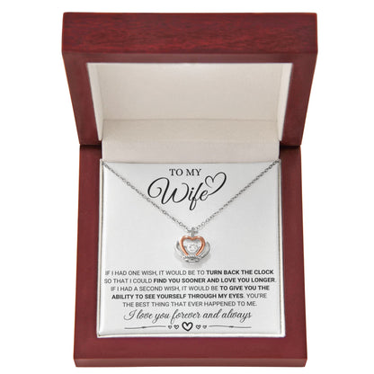 To My Wife Necklace - Anniversary Gift Idea from Husband - Crown Pendant Necklace