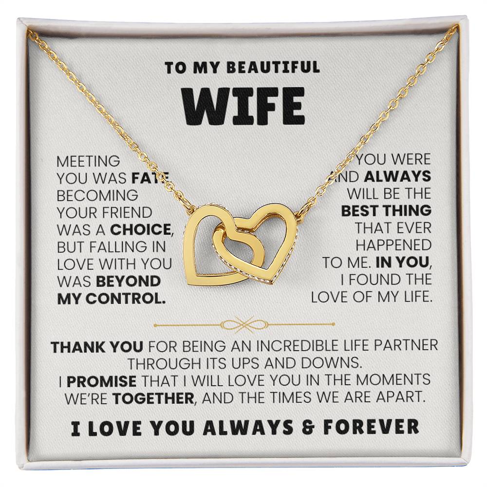 To My Wife Necklace - Holiday & Valentine’s Day Gift from Husband - Interlocking Hearts Necklace