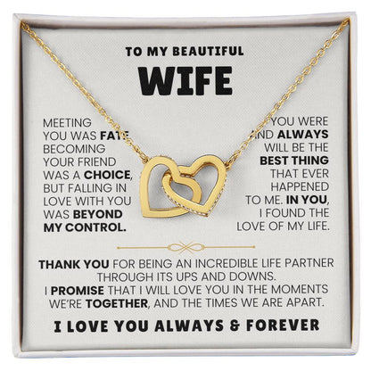 To My Wife Necklace - Holiday & Valentine’s Day Gift from Husband - Interlocking Hearts Necklace