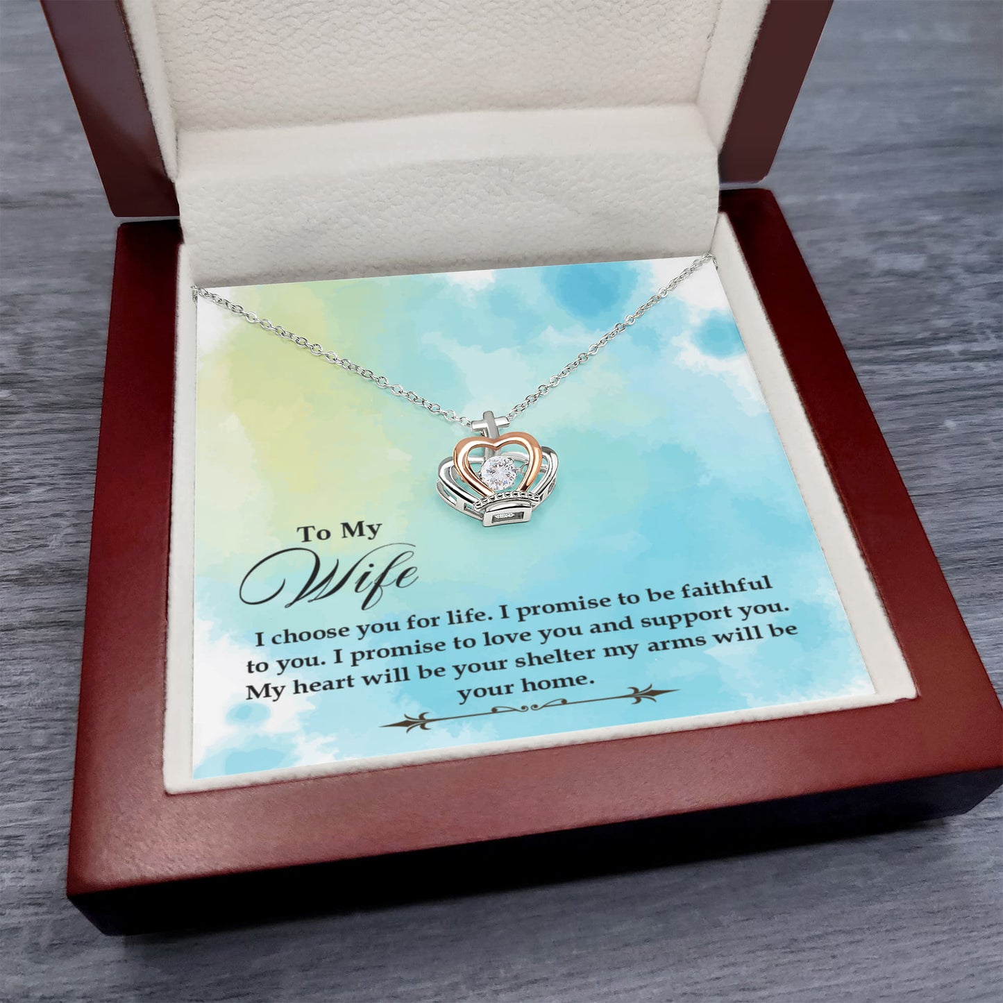 To My Wife Necklace - Perfect Jewelry from Husband for Valentine’s Day, Birthday & Holiday Gifting - Crown Pendant Necklace