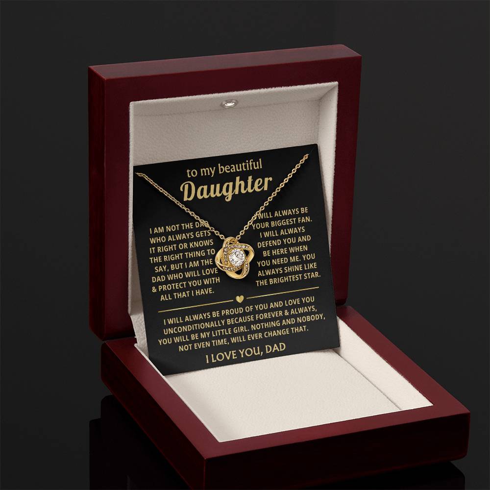 To My Daughter Necklace - You make me proud in so many ways - Daughter Present from Dad - Love Knot Necklace