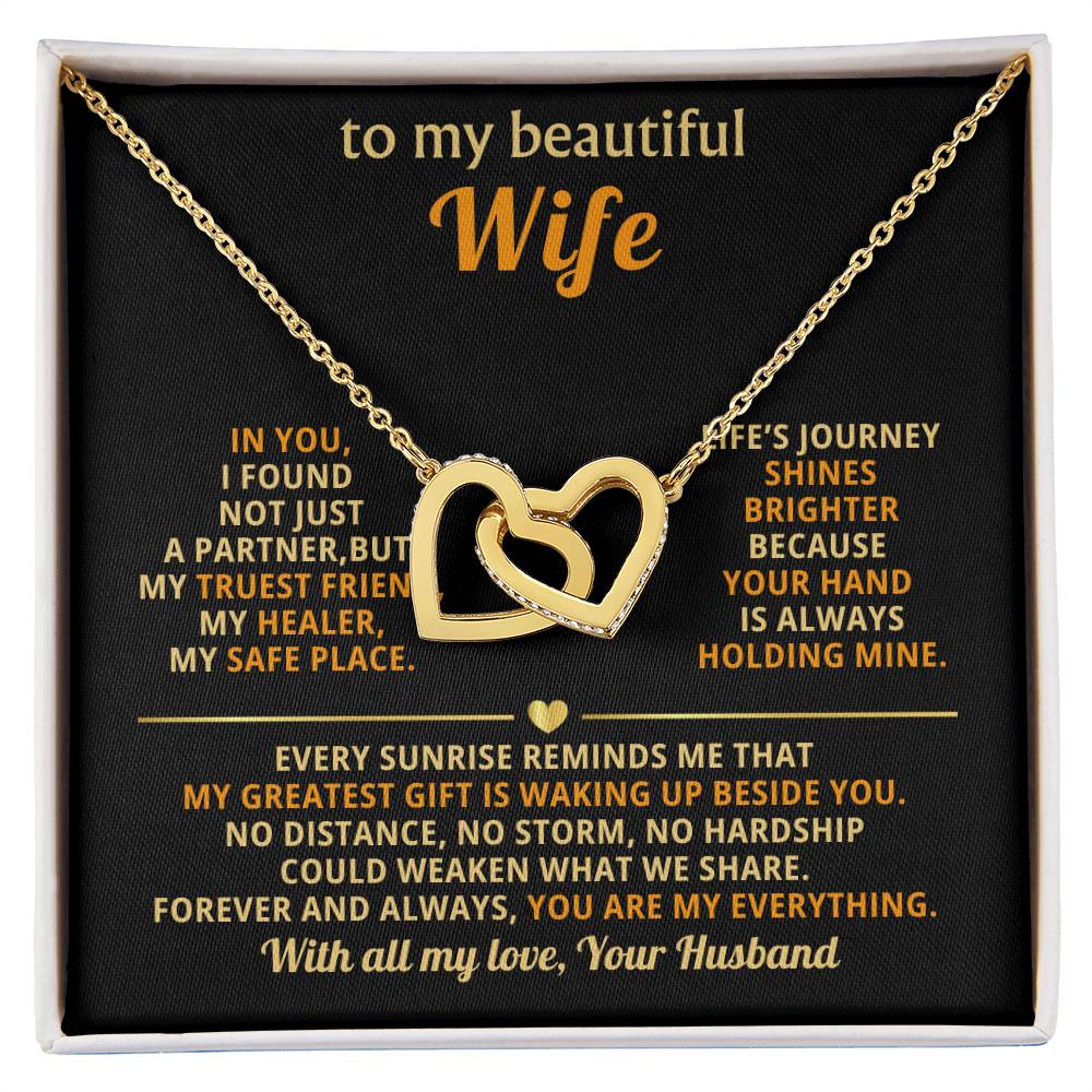 Thoughtful Romantic Wife Gift - Jewelry from Husband for Any Occasion - Interlocking Hearts Necklace