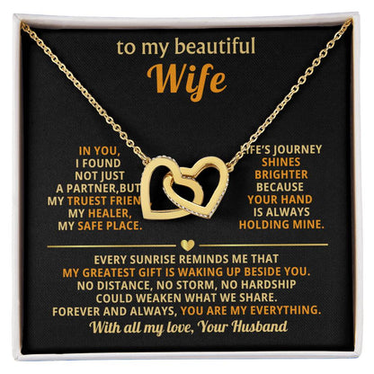 Thoughtful Romantic Wife Gift - Jewelry from Husband for Any Occasion - Interlocking Hearts Necklace