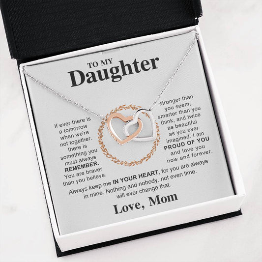 To My Daughter Necklace - Heartwarming Gift for Daughter’s Special Day from Mom - Interlocking Hearts Necklace