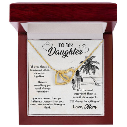 To My Daughter Necklace - I love you to the mom and back - Interlocking Hearts Necklace Gift for Daughter