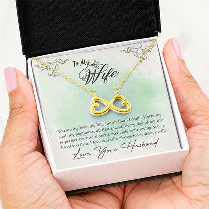 To My Wife Necklace - Emotional Love Jewelry Gift from Husband for Valentine’s Day & Birthday Happiness - Endless Love Necklace