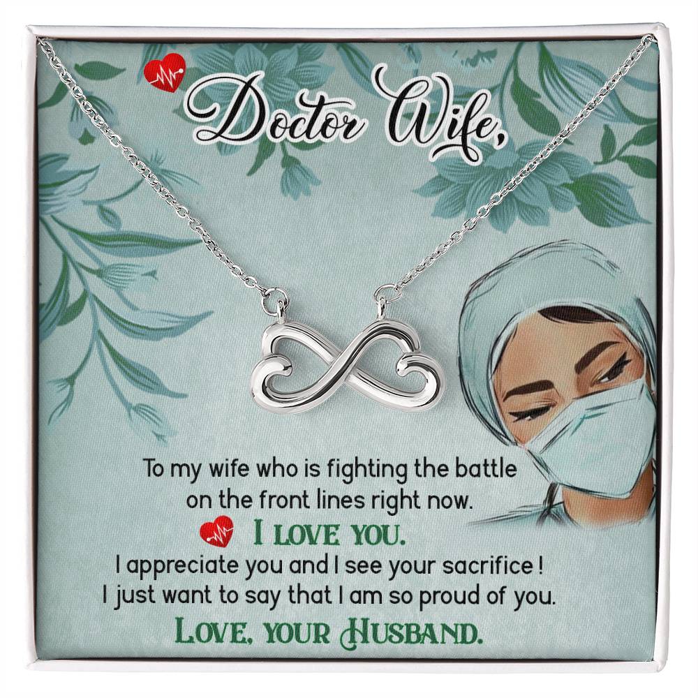 To My Beautiful Doctor Wife Necklace - Romantic Everyday Jewelry Gift from Husband for Birthday, Valentine’s Day & Just Because - Endless Love Necklace