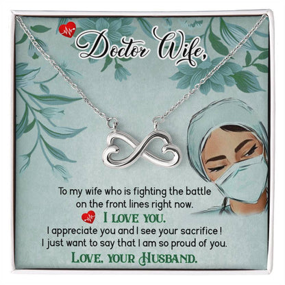 To My Beautiful Doctor Wife Necklace - Romantic Everyday Jewelry Gift from Husband for Birthday, Valentine’s Day & Just Because - Endless Love Necklace