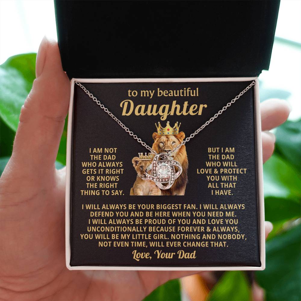 To My Daughter Necklace - Proud Dad to Daughter Jewelry for Birthday, Graduation & Special Celebrations - Love Knot Necklace